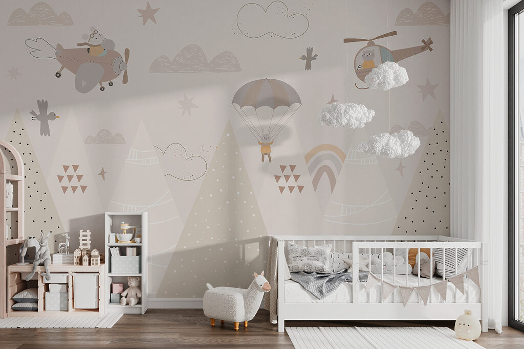 A wallpaper with mountains and airplanes A wallpaper with mountains and airplanes