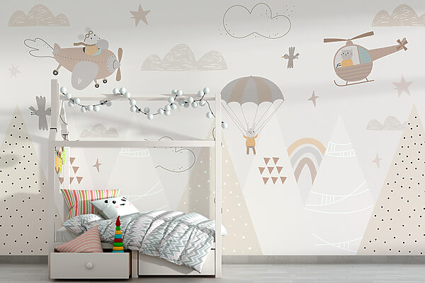 A wallpaper with mountains and airplanes A wallpaper with mountains and airplanes