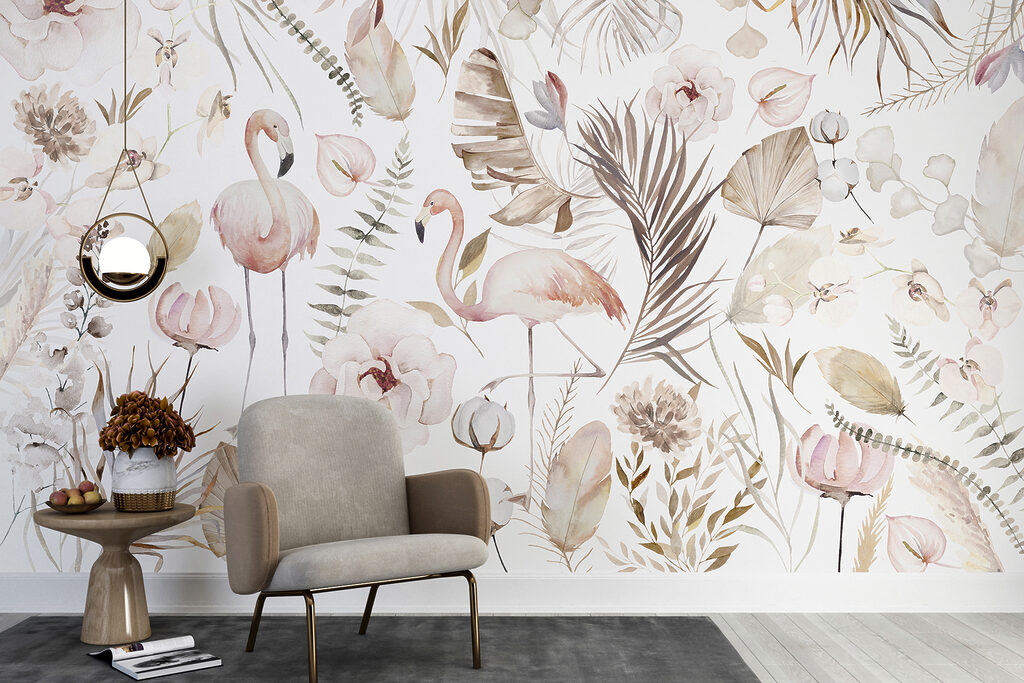 w00507pig4r 1024x683 - A watercolor painting of flamingos and flowers - tegory