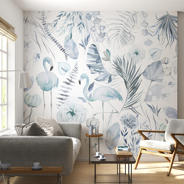 A pattern of flamingos and flowers A pattern of flamingos and flowers