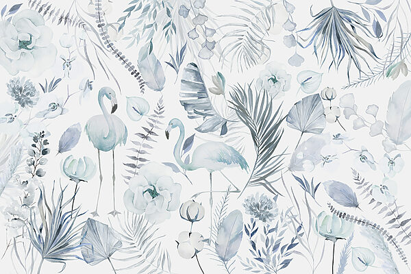 A pattern of flamingos and flowers A pattern of flamingos and flowers
