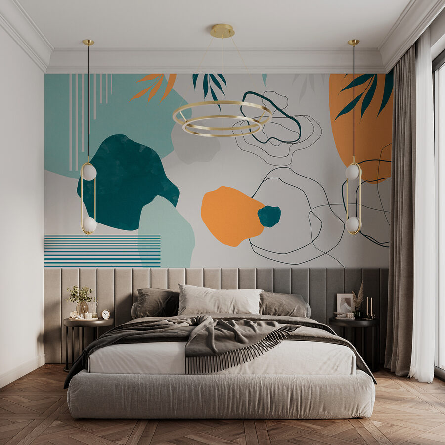 A colorful art with leaves