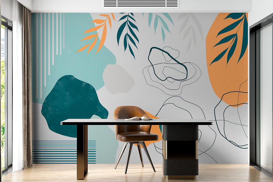 A colorful art with leaves