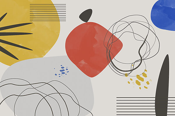 A colorful art piece with lines and circles A colorful art piece with lines and circles