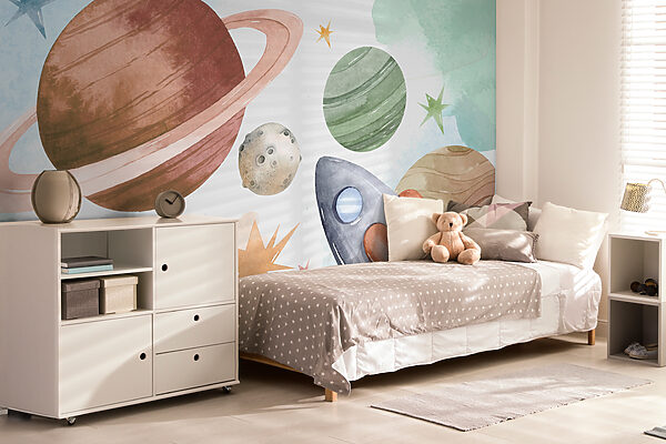 A rocket and planets in space A rocket and planets in space