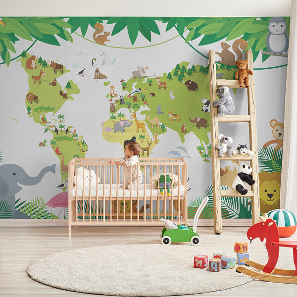 Wall murals Wall murals A map of animals and plants (SKU: w00400)