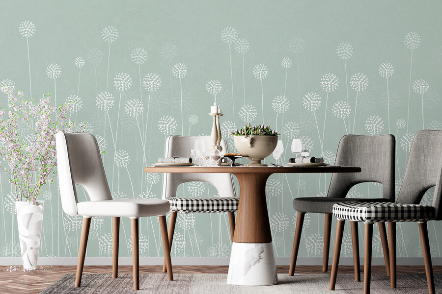 Wall murals A white flowers on a green background - Image 2
