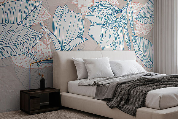 A drawing of flowers and leaves A drawing of flowers and leaves