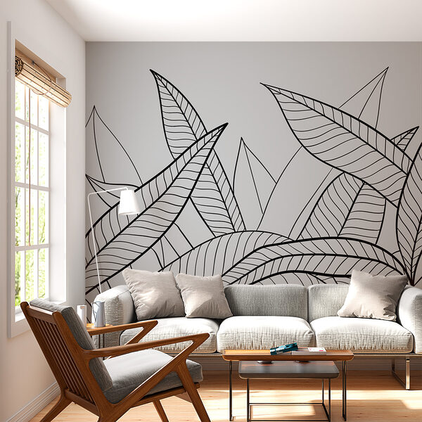 A black and white drawing of leaves A black and white drawing of leaves