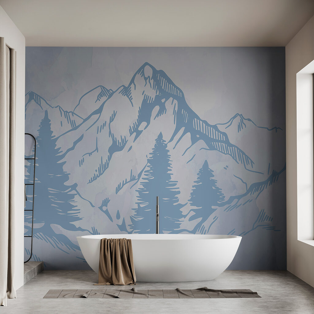 A drawing of a mountain range A drawing of a mountain range