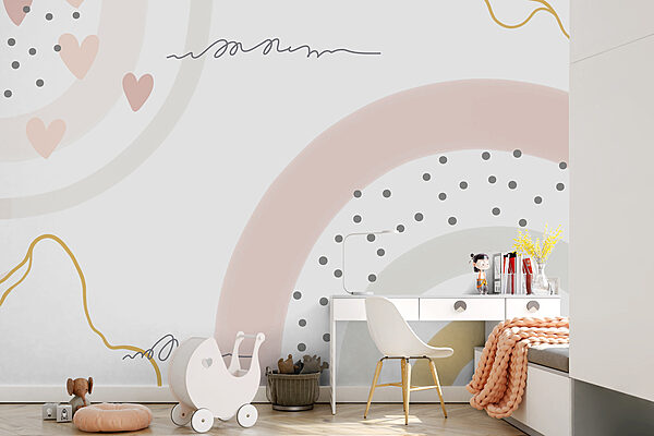 A white background with pink and grey circles and dots A white background with pink and grey circles and dots