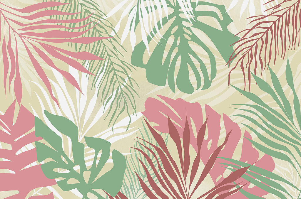 A pattern of leaves on a white background A pattern of leaves on a white background