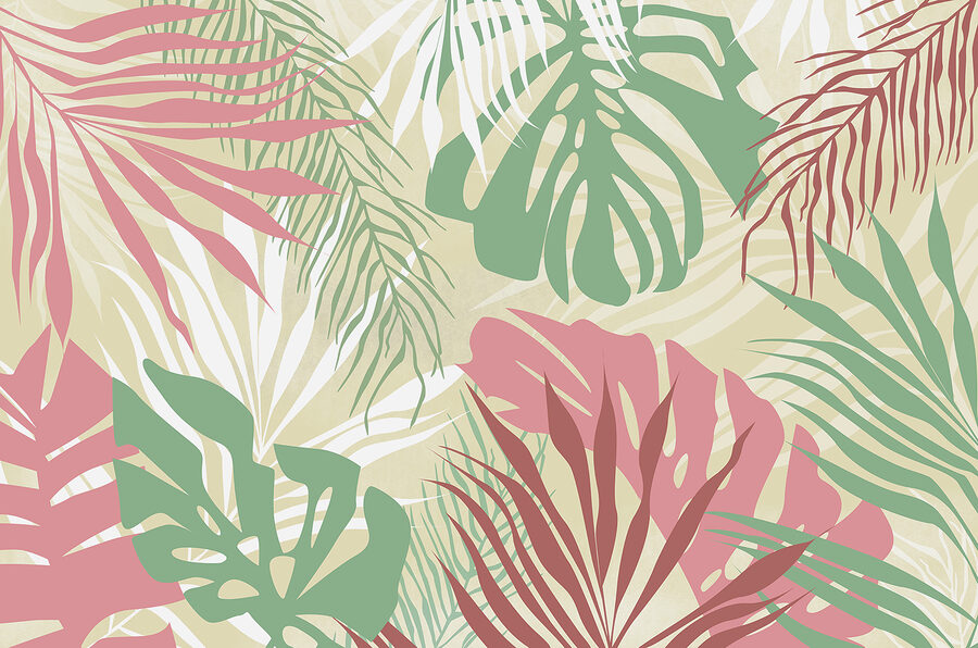 Wall murals A pattern of leaves on a white background - Image 3