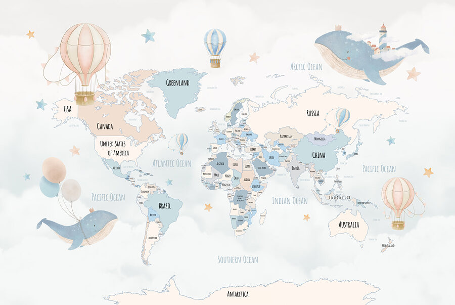 A map of the world with hot air balloons w00680v2p 900x603 - A map of the world with hot air balloons - tegory