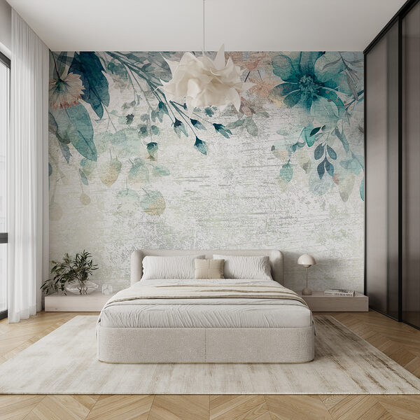 A painting of flowers and leaves A painting of flowers and leaves