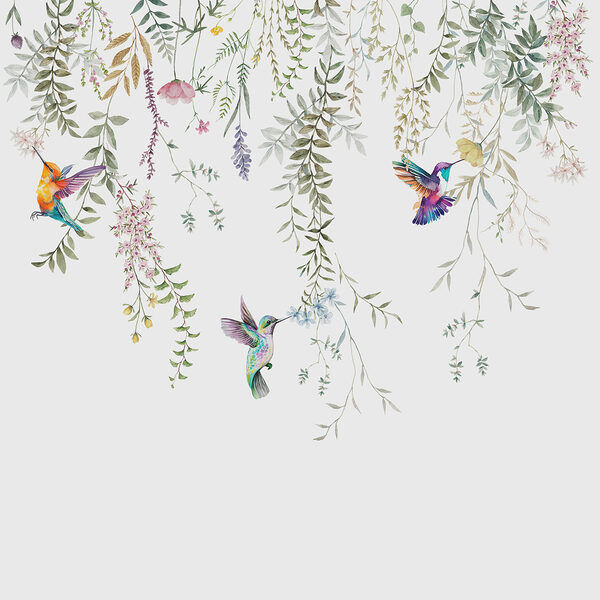 A painting of birds and flowers A painting of birds and flowers