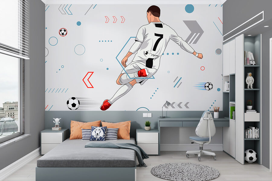 Wall murals A football player kicking a ball - Image 3
