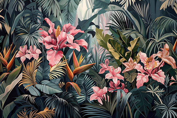 A close up of flowers and leaves