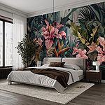 Wall murals A close up of flowers and leaves