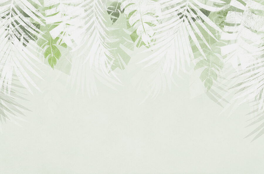 Wall murals A white and green leaves - Image 3