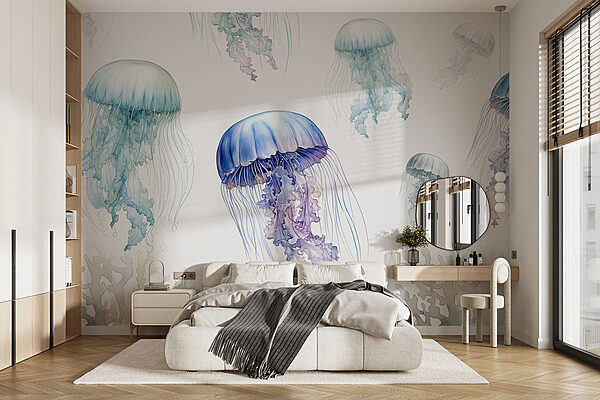 A group of jellyfishes Wall murals A group of jellyfishes