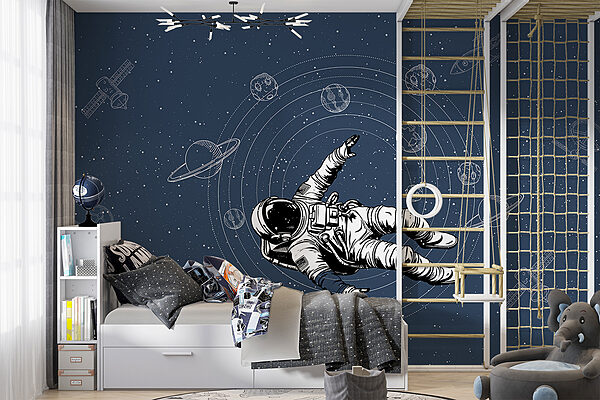 An astronaut floating in space