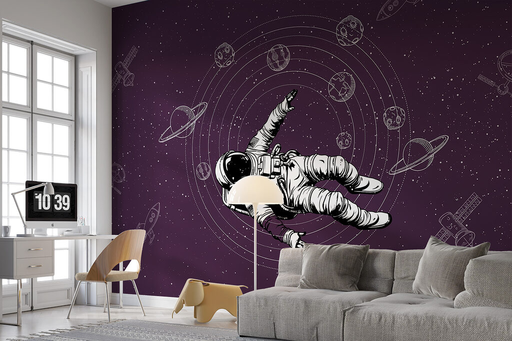 An astronaut floating in space