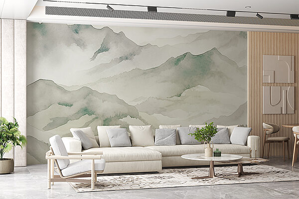 A watercolor painting of mountains A watercolor painting of mountains