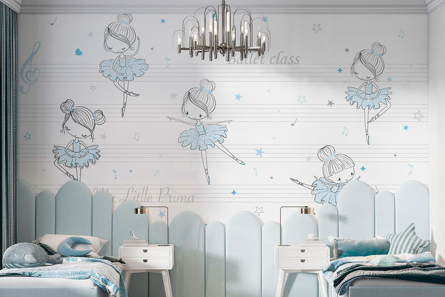 Wall murals A group of ballet dancers on musical notes