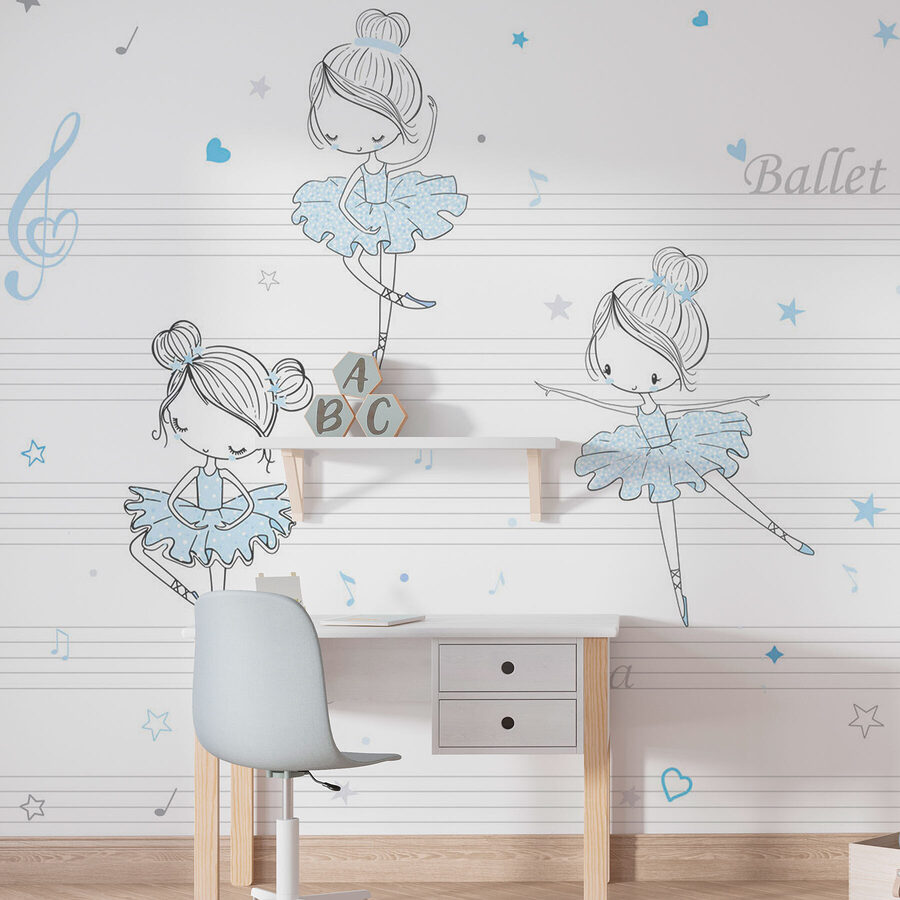 Wall murals A group of ballet dancers on musical notes - Image 2