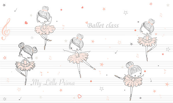 A group of cartoon girls dancing on a musical note A group of cartoon girls dancing on a musical note