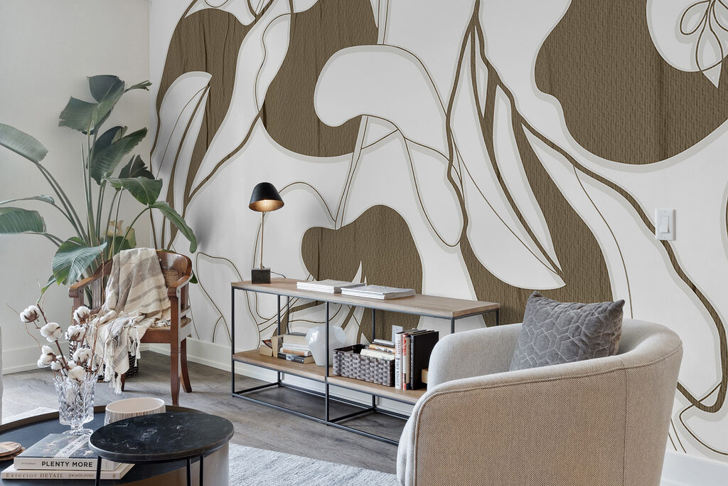 A white and brown floral pattern