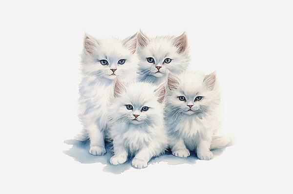 A group of white kittens A group of white kittens
