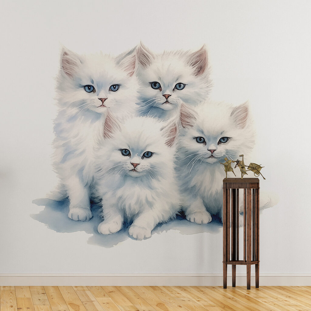 A group of white kittens A group of white kittens