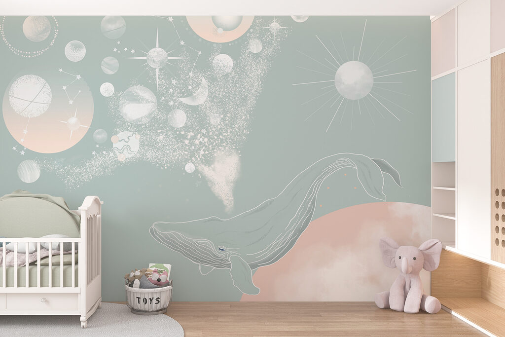 A whale with a cloud of smoke