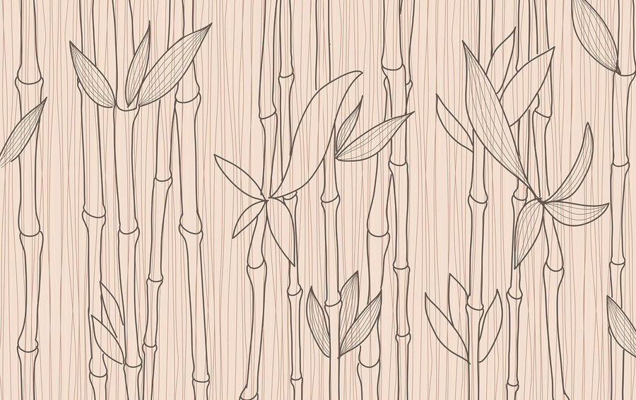 A drawing of bamboo stems and leaves