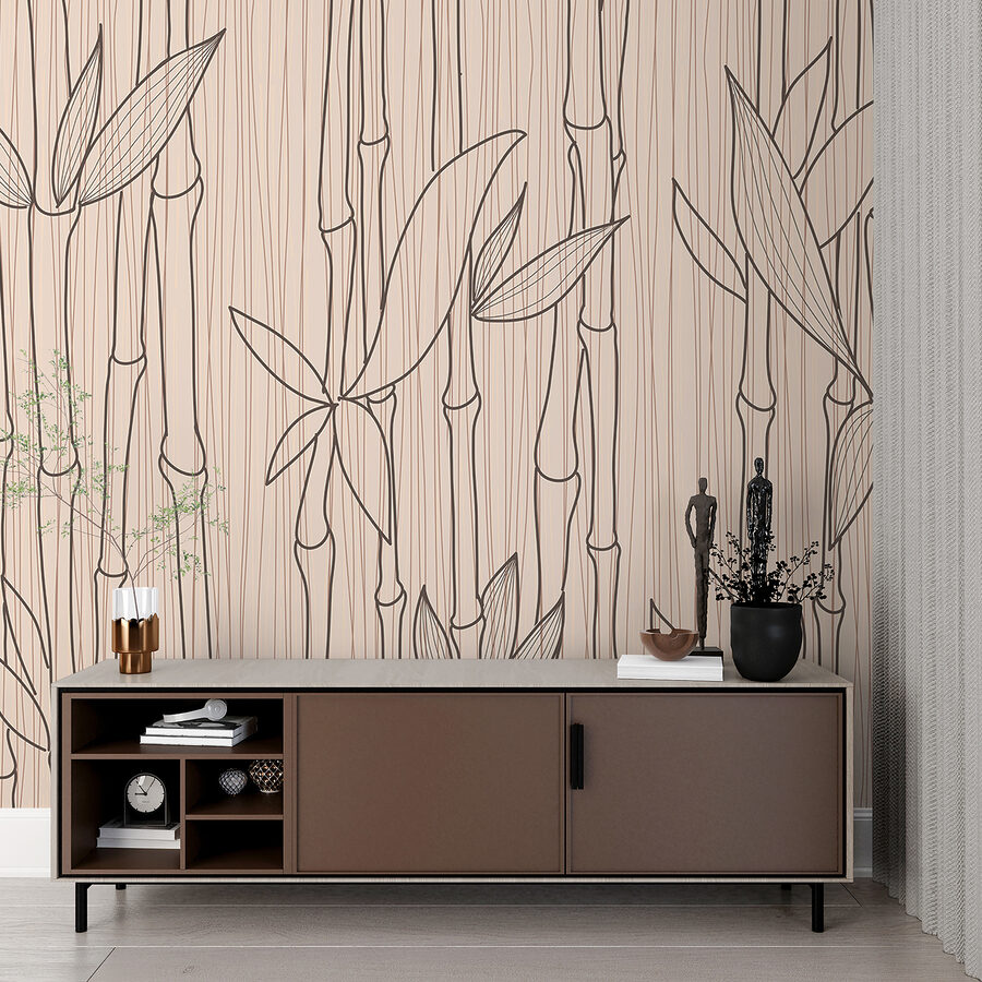 A drawing of bamboo stems and leaves
