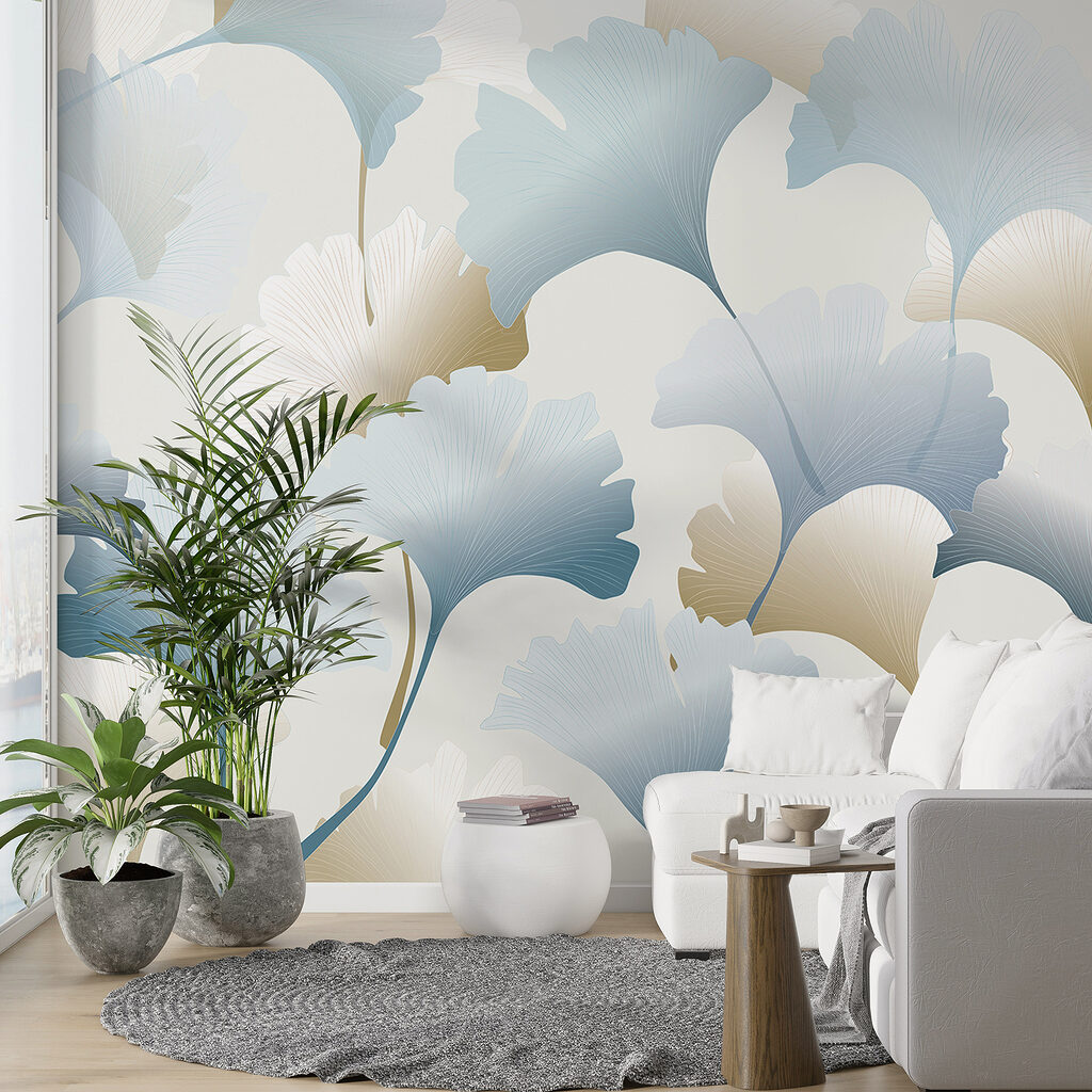 A pattern of blue and white flowers