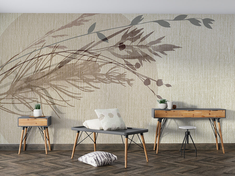 Delicate leaf patterns on textured background