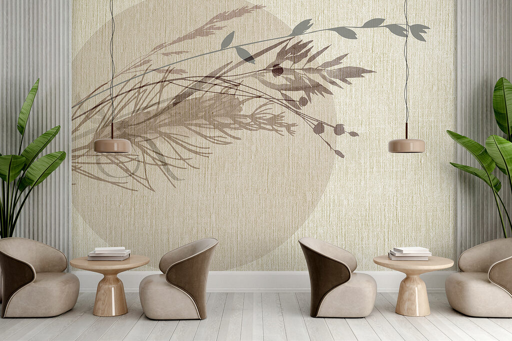 Delicate leaf patterns on textured background