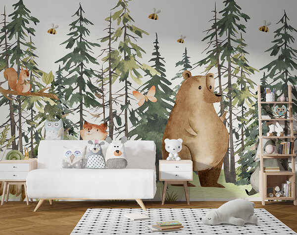 A group of animals in the forest A group of animals in the forest