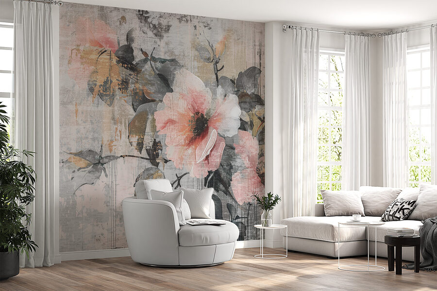 Wall murals A painting of flowers on a wall - Image 3