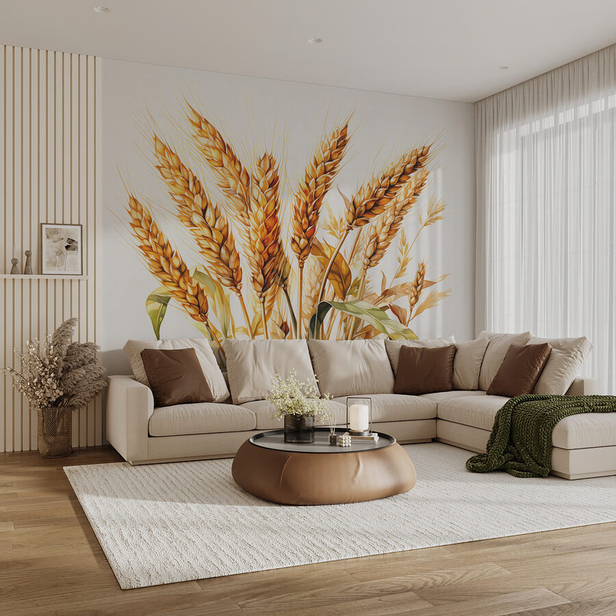 A bunch of wheat with leaves