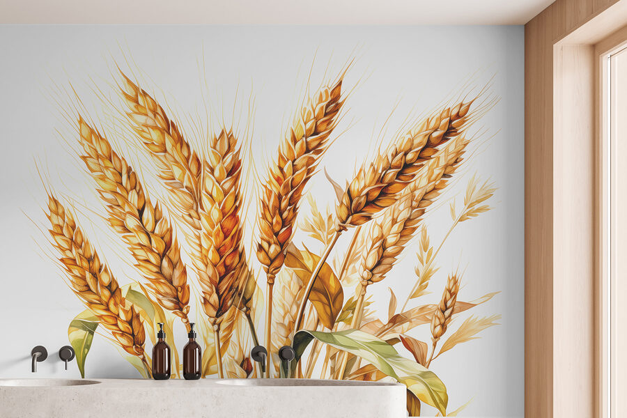 A bunch of wheat with leaves