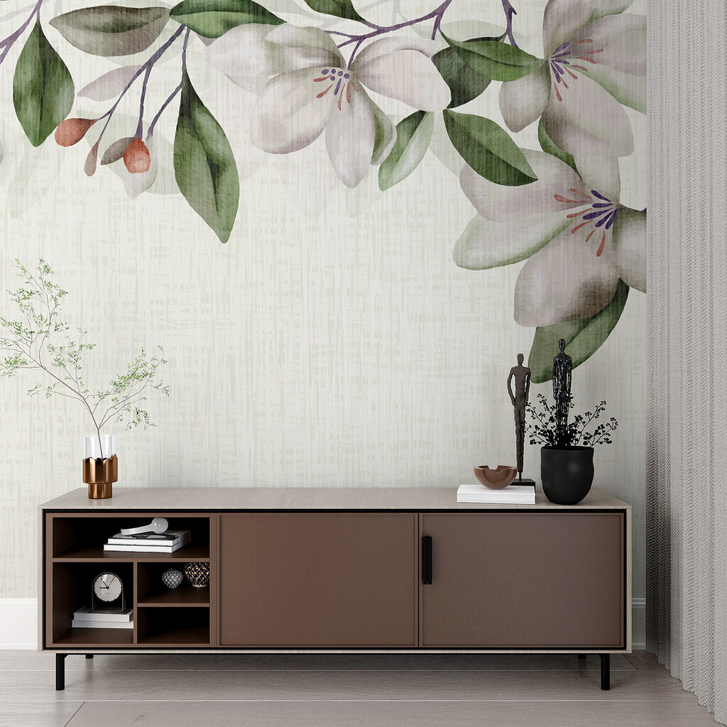 A white flowers and green leaves