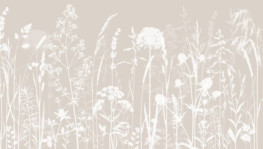 Wall murals A white silhouettes of flowers - Image 3