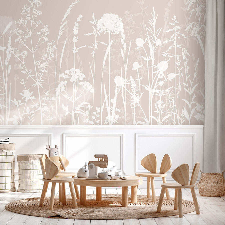 Wall murals A white silhouettes of flowers - Image 2