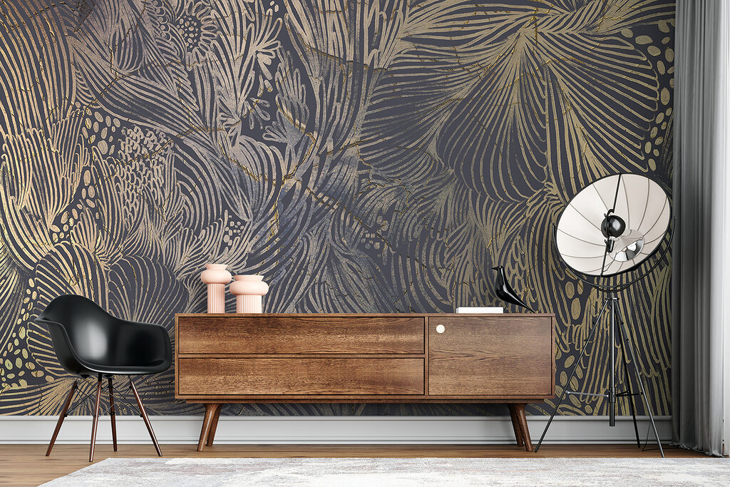 A close up of a wall with Nazca Lines in the background