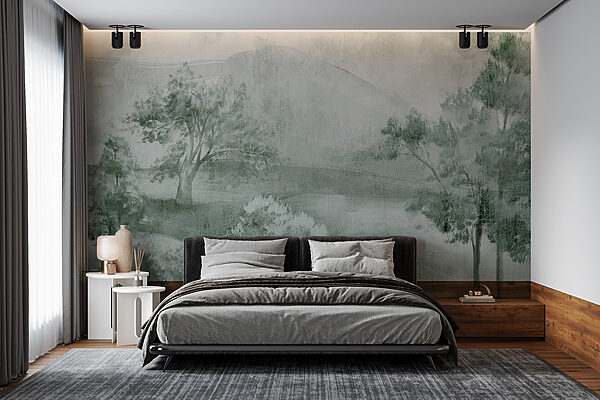 A landscape with trees and mountains A landscape with trees and mountains