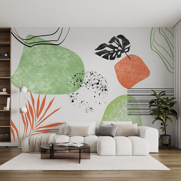 Wall murals Wall murals A green and orange art (SKU: w01298)